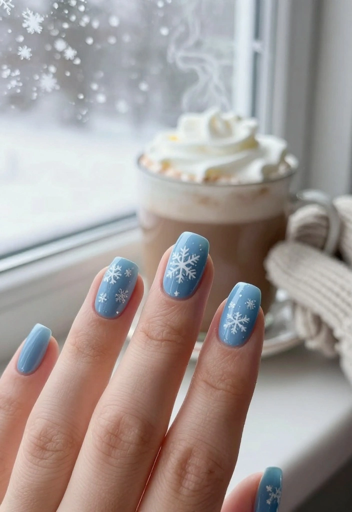 10 Classy Christmas Short Nails That Will Steal the Show This Holiday Season! - 2. Elegant Snowflake Designs 1