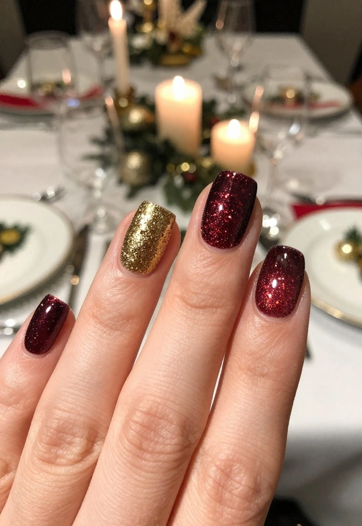 10 Classy Christmas Short Nails That Will Steal the Show This Holiday Season! - 4. Festive Glitter Gradient 1