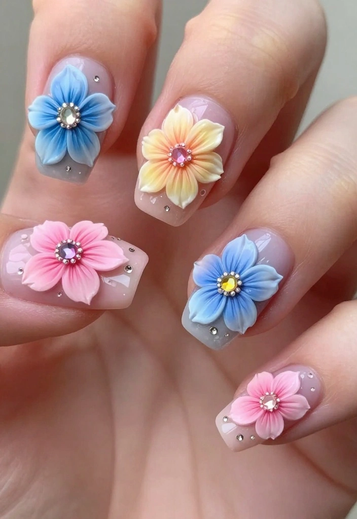 10 Creative Quirky Nail Designs That Will Turn Heads (Trust Me, #3 Is a Must-See!) - 2. 3D Floral Extravaganza 1