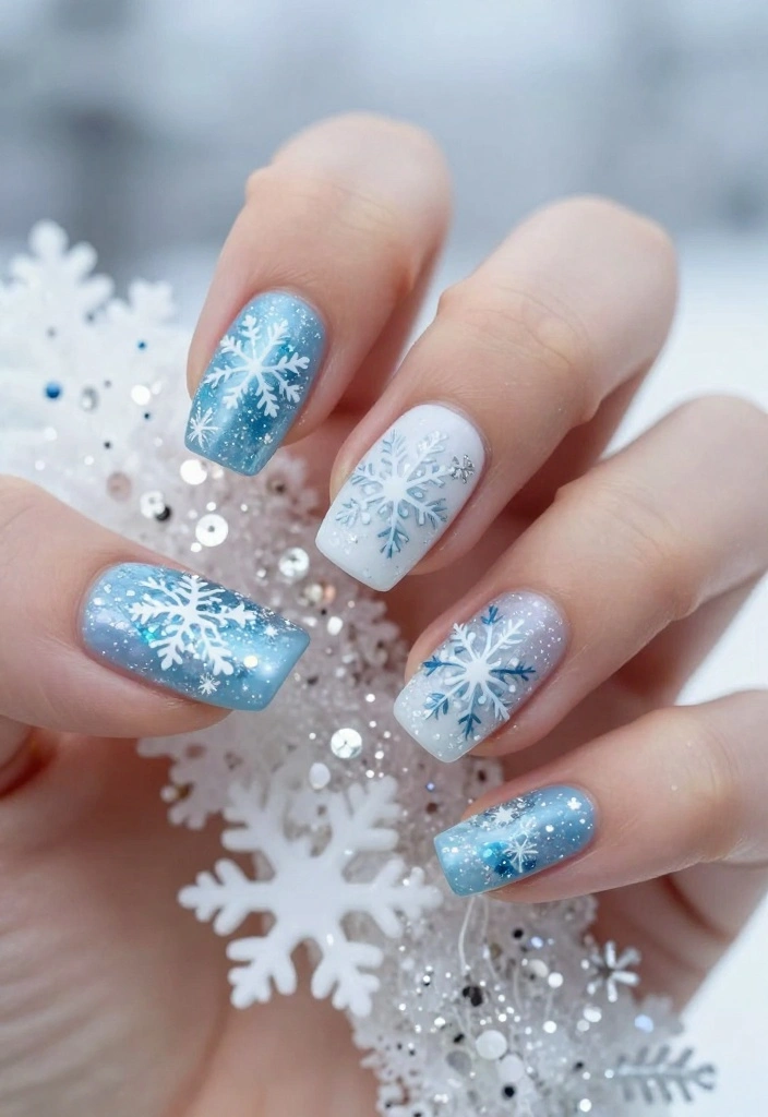 10 Cute Christmas Nail Designs That Are Perfect for Any Holiday Gathering! - 2. Snowy Winter Wonderland 1