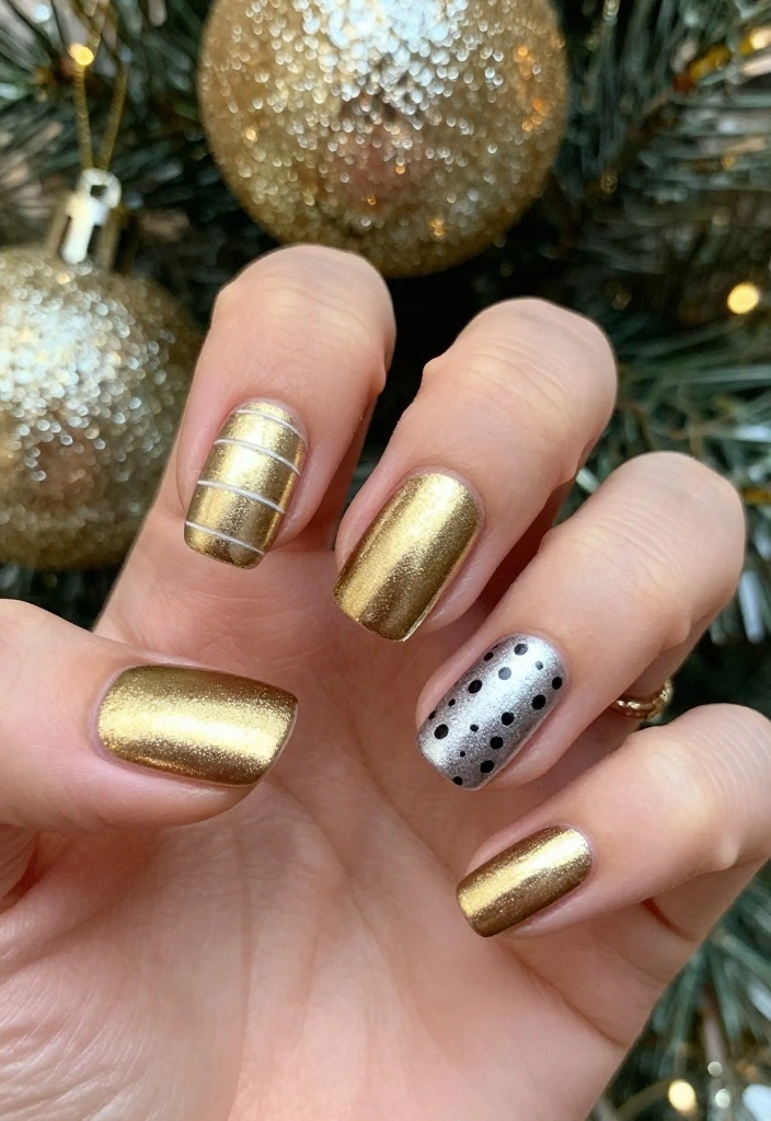 10 Cute Christmas Nail Designs That Are Perfect for Any Holiday Gathering! - 5. Festive Metallic Accents 1