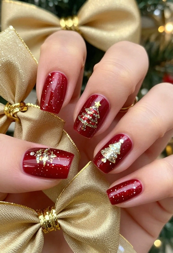 10 Cute Christmas Nail Designs That Are Perfect for Any Holiday Gathering! - 7. Glittery Ornaments Nail Art 1