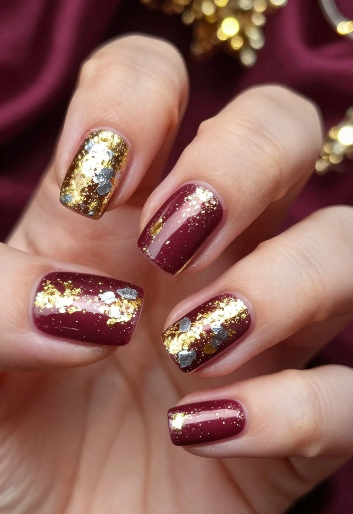 10 Festive Classy Winter Nails That Are Totally Instagram-Worthy (Don't Miss #3!) - 10. Gold and Silver Foil Accents 1