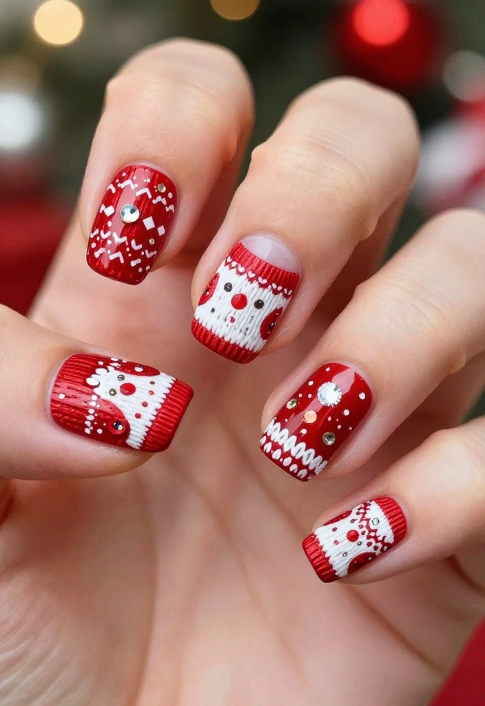 10 Festive Classy Winter Nails That Are Totally Instagram-Worthy (Don't Miss #3!) - 9. Festive Holiday Sweater Design 1