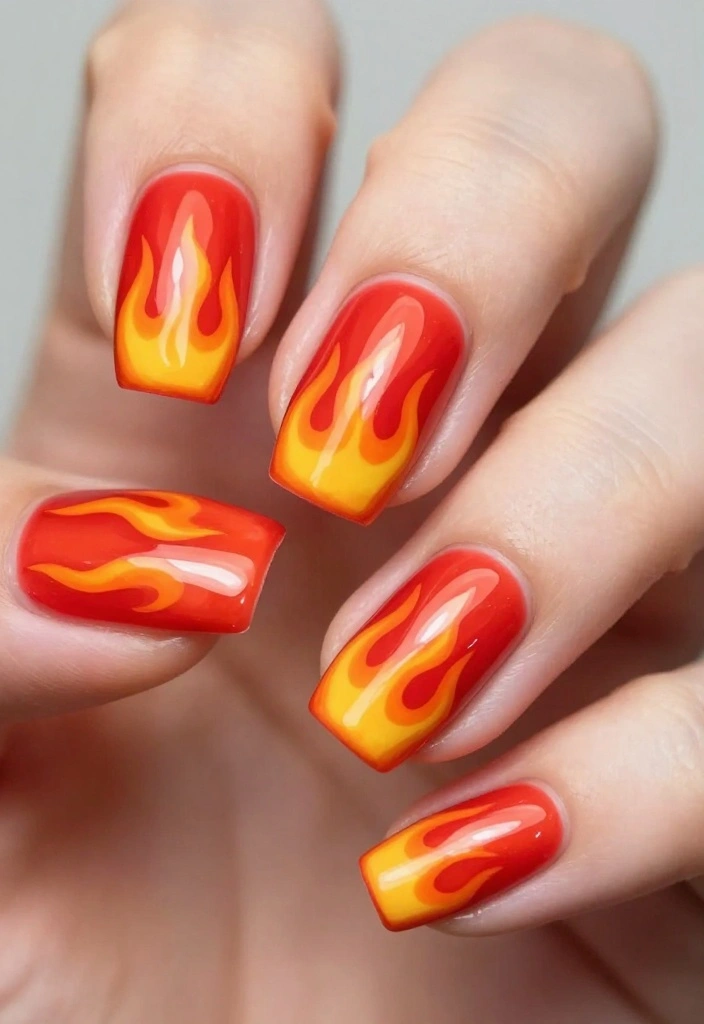 10 Fire Nails Designs That Will Make Your Friends Scream 'How Did You Do That?!' - 1. Classic Flame Design 1