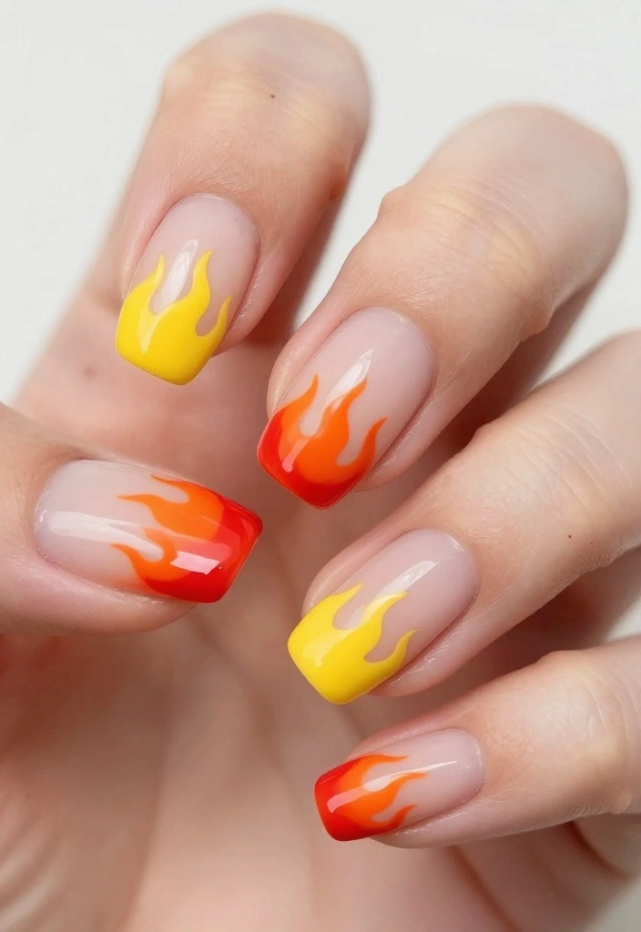 10 Fire Nails Designs That Will Make Your Friends Scream 'How Did You Do That?!' - 5. Flame Nail Tips 1