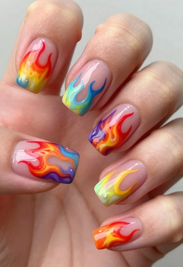 10 Fire Nails Designs That Will Make Your Friends Scream 'How Did You Do That?!' - 9. Abstract Fire Nail Art 1