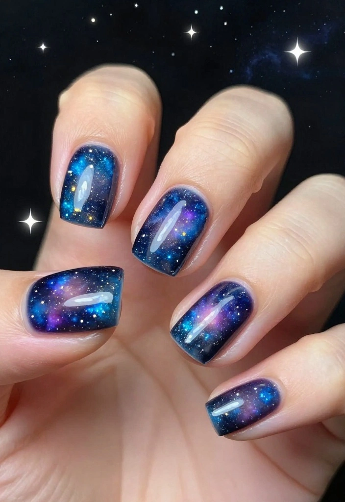 10 Glow Nails Designs That Will Make Your Friends Envious (You’ll Want #5!) - 9. Galaxy Glow 1