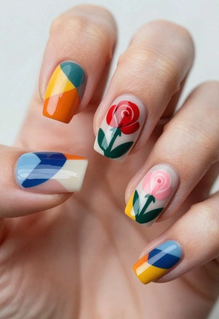 10 Gorgeous Rose Nail Art Looks That Last All Week (Say Goodbye to Chips!) - 8. Abstract Rose Patterns 1