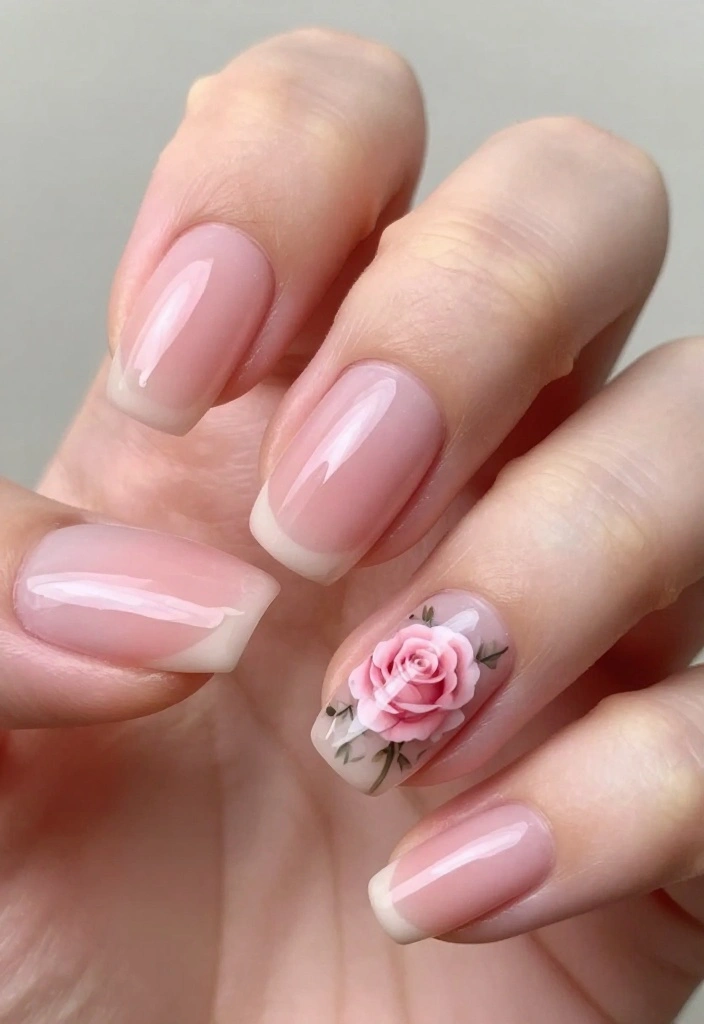 10 Gorgeous Rose Nail Art Looks That Last All Week (Say Goodbye to Chips!) - 9. Floral Accent Nails 1