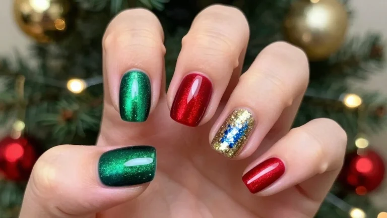 10 Jaw-Dropping Cat Eye Christmas Nails That Will Leave Everyone in Awe!