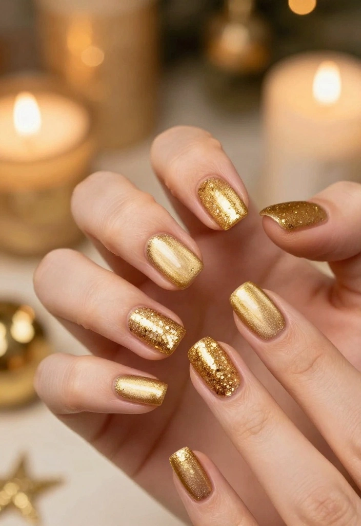 10 Jaw-Dropping Cat Eye Christmas Nails That Will Leave Everyone in Awe! - 4. Golden Glam 1
