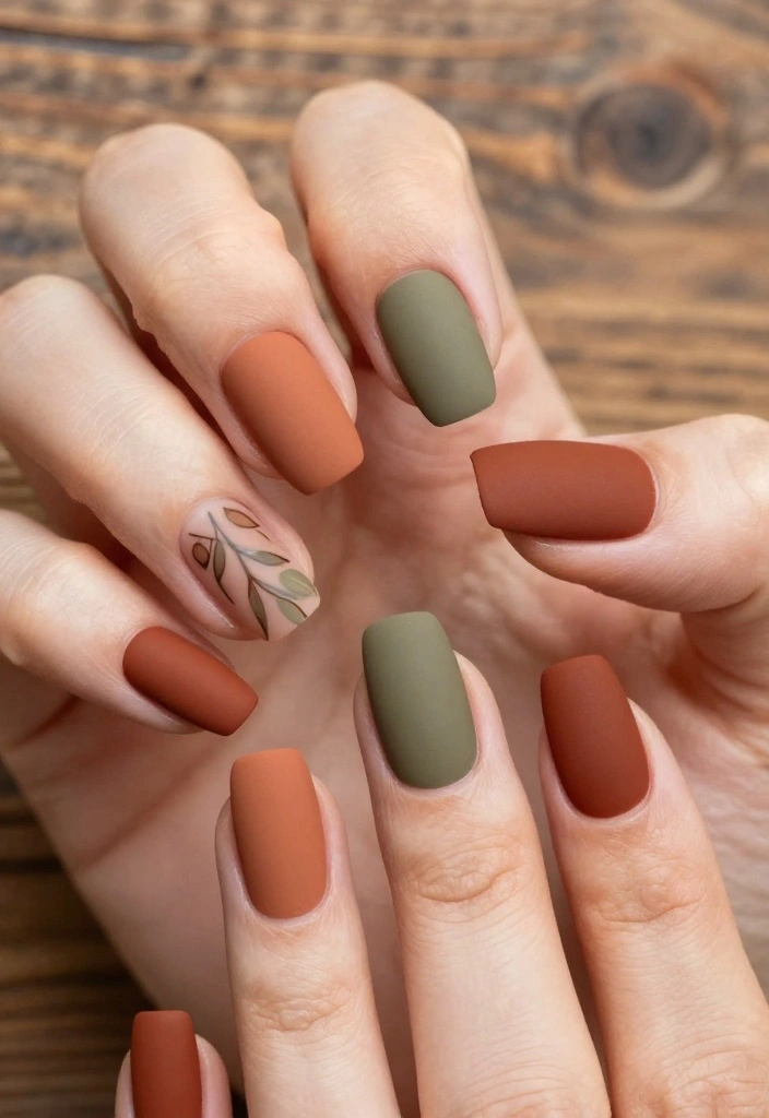 10 Jaw-Dropping Matte Nails Designs You Never Knew You Needed! (#3 Is a Must-See!) - 5. Earthy Tones 1