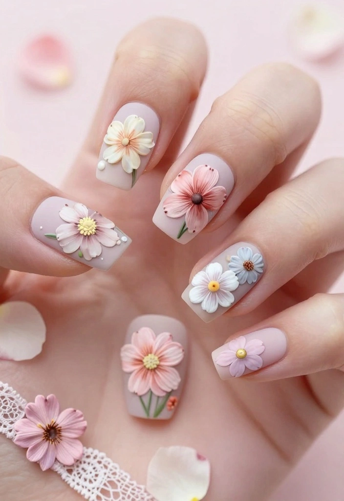 10 Jaw-Dropping Matte Nails Designs You Never Knew You Needed! (#3 Is a Must-See!) - 8. Floral Matte 1