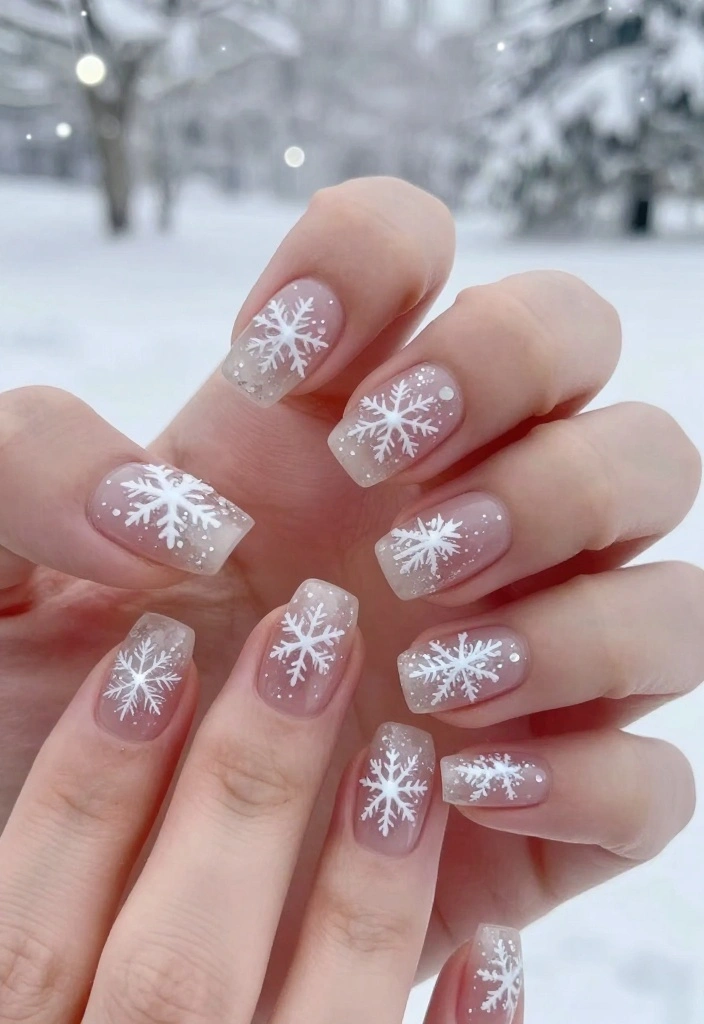 10 Jaw-Dropping Nail Christmas Designs That Will Make You the Star of the Holiday Party! - 1. Sparkling Snowflakes 1