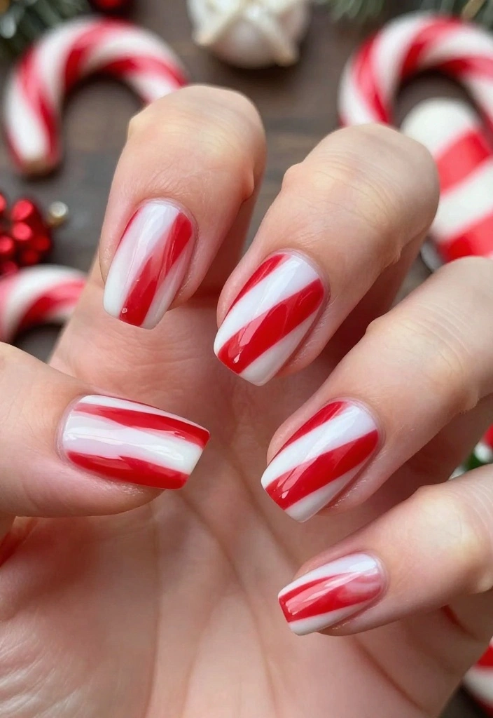 10 Jaw-Dropping Nail Christmas Designs That Will Make You the Star of the Holiday Party! - 3. Candy Cane Delight 1