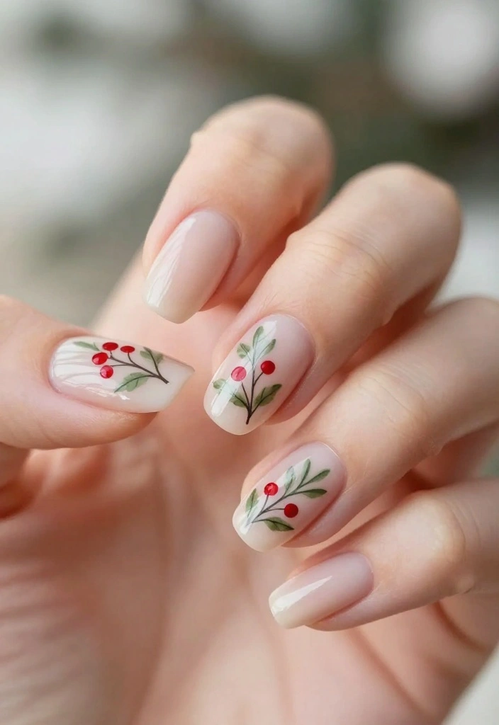 10 Jaw-Dropping Nail Christmas Designs That Will Make You the Star of the Holiday Party! - 7. Minimalist Mistletoe 1