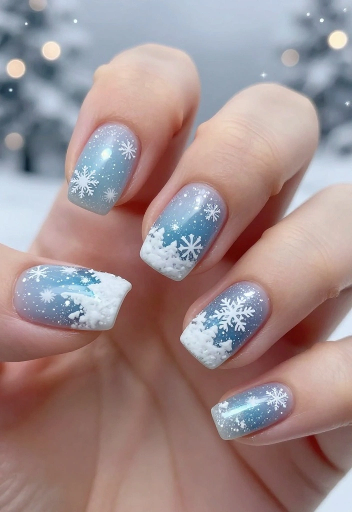 10 Jaw-Dropping Nail Christmas Designs That Will Make You the Star of the Holiday Party! - 8. Frosted Winter Wonderland 1