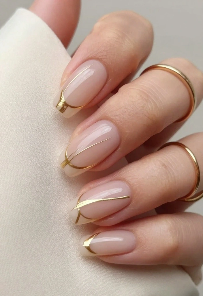 10 Minimalist Fake Nails Designs for a Chic Look (You’ll Love #2!) - 10. Chic Nude with Thin Lines 1