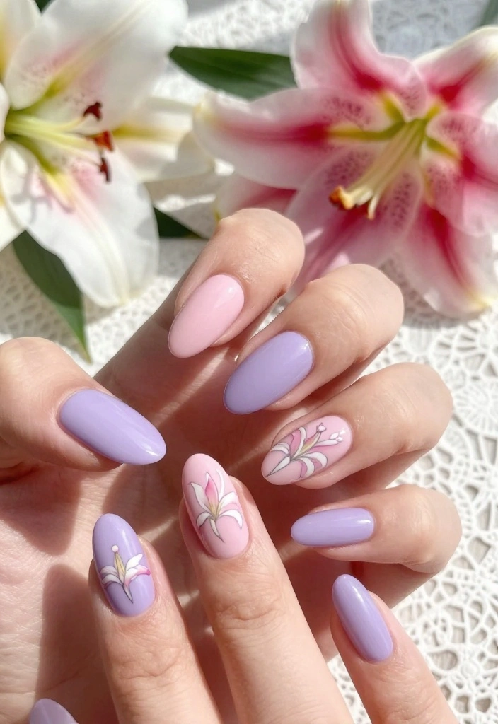 10 Must-Try Lily Nail Looks for a Perfect Summer Vibe (Don’t Miss #3!) - 1. Soft Pastel Lilies 1