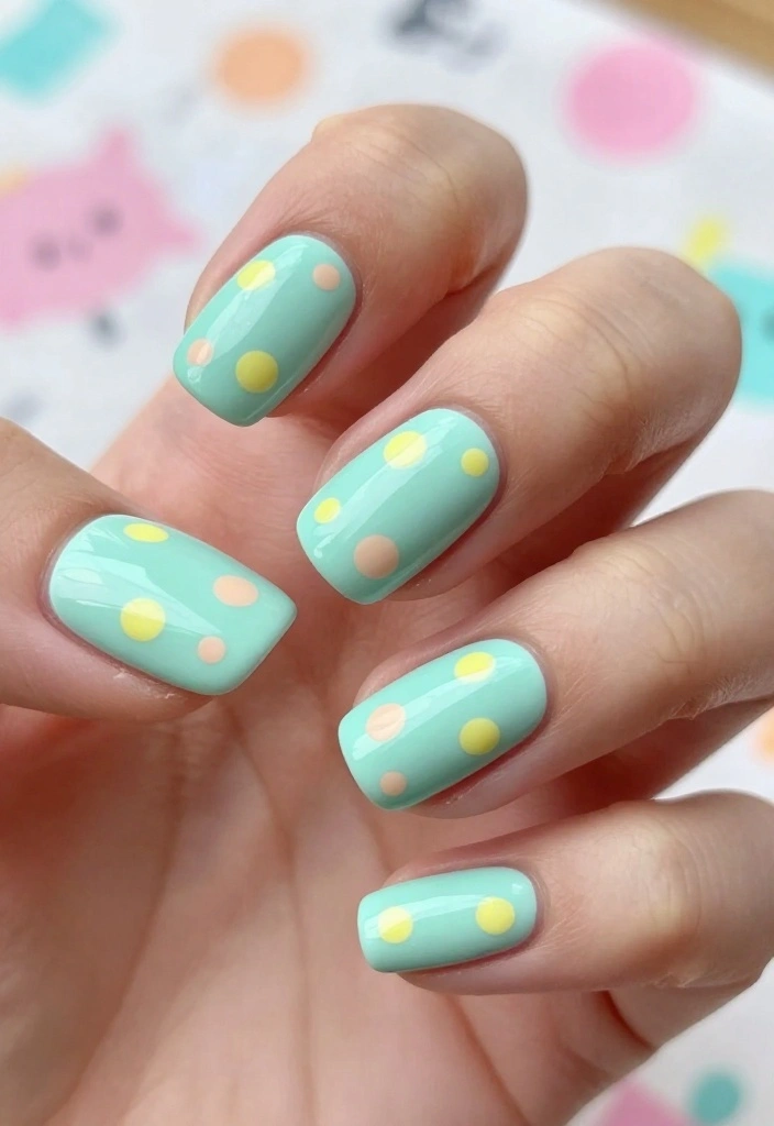 10 Pastel Nail Designs That Will Up Your Glam Game (Don't Miss #4!) - 2. Whimsical Pastel Polka Dots 1