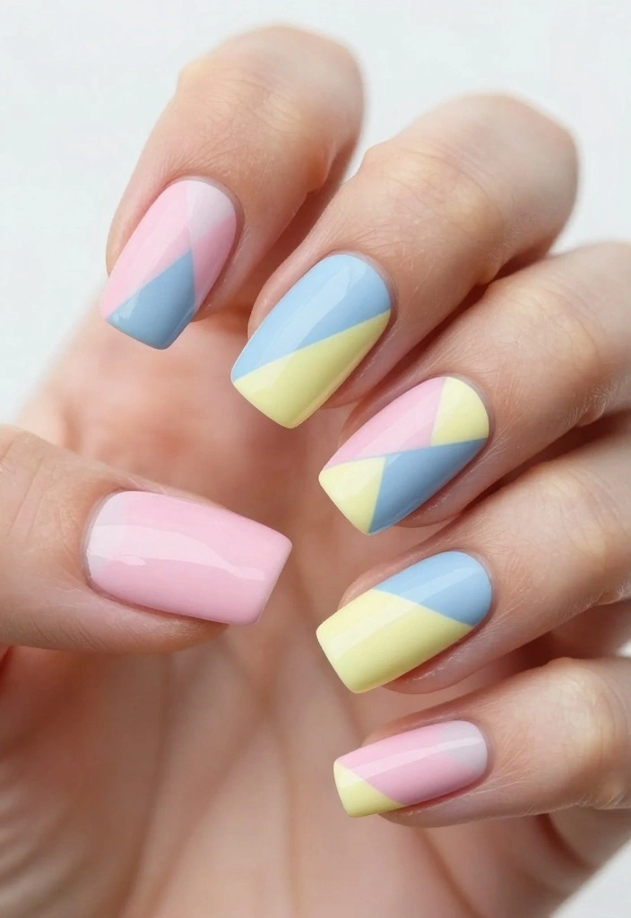 10 Pastel Nail Designs That Will Up Your Glam Game (Don't Miss #4!) - 5. Geometric Patterns 1