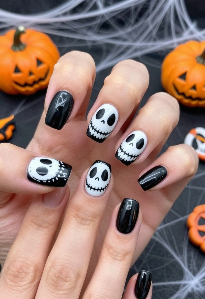 10 Spooky Nightmare Before Christmas Nails That Will Haunt Your Dreams - 2. Jack Skellington’s Grinning Magic 1
