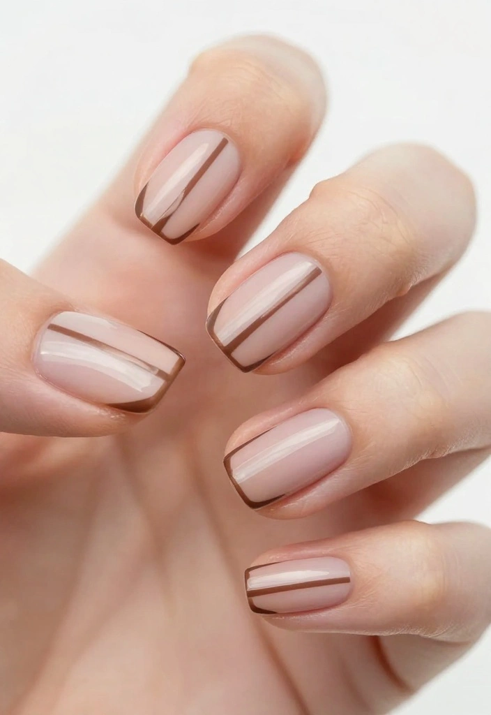 10 Stunning Brown Nail Design Ideas That Will Make You Book Your Next Mani ASAP! - 10. Minimalist Brown Stripe Nails 1
