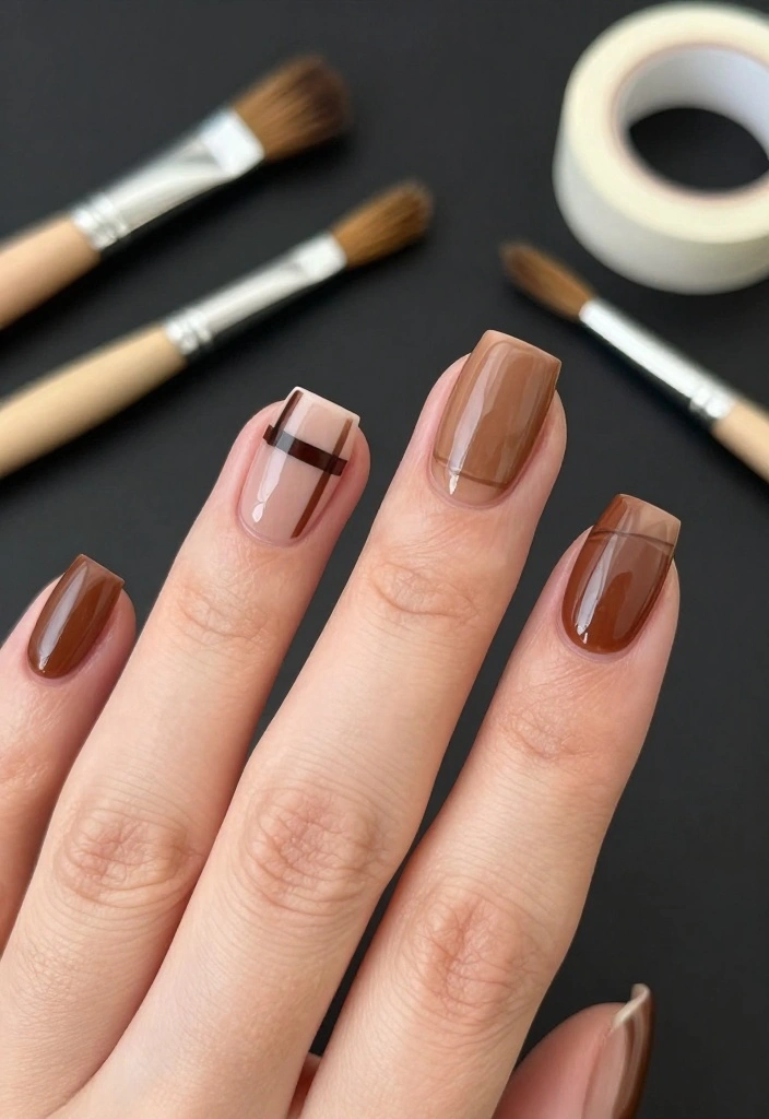 10 Stunning Brown Nail Design Ideas That Will Make You Book Your Next Mani ASAP! - 6. Geometric Brown Nail Art 1