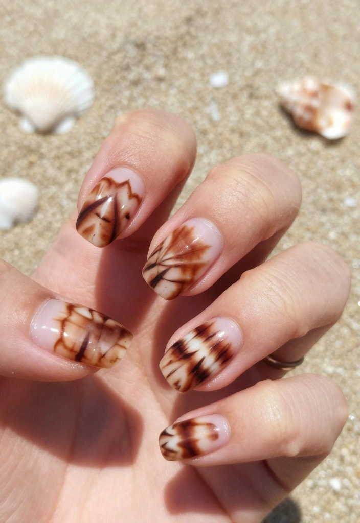 10 Stunning Brown Nail Design Ideas That Will Make You Book Your Next Mani ASAP! - 8. Brown Tie-Dye Nails 1