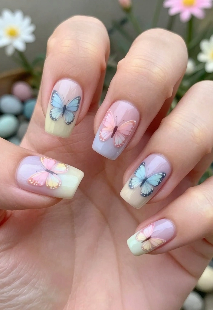 10 Stunning Butterfly Nail Designs That Will Make Your Friends Jealous! - 1. Pastel Butterfly Bliss 1