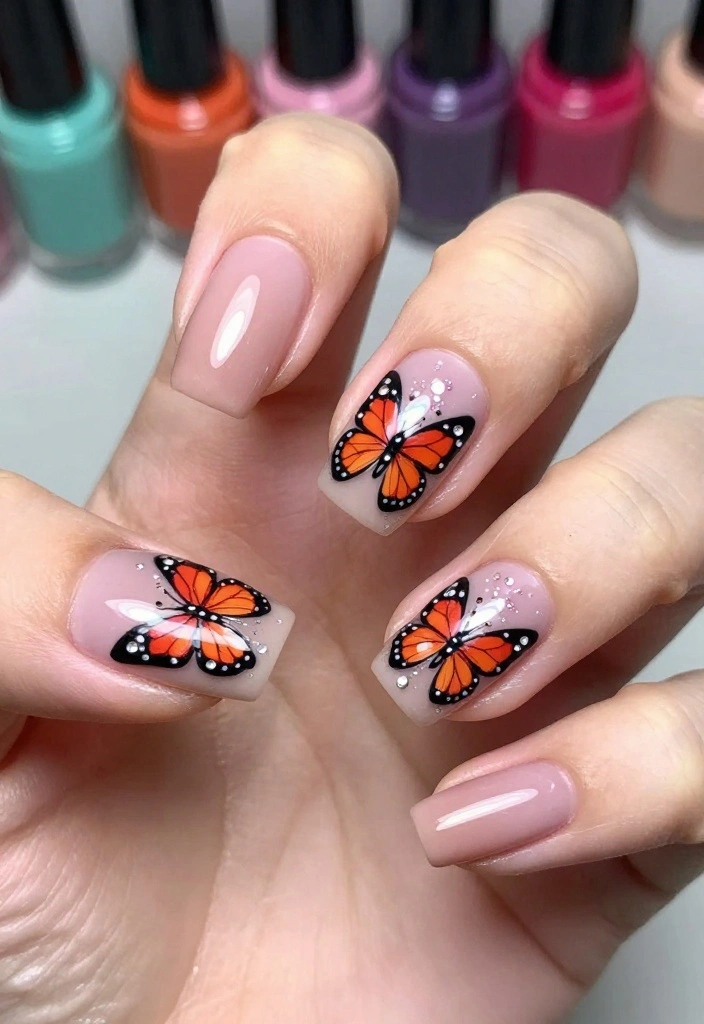 10 Stunning Butterfly Nail Designs That Will Make Your Friends Jealous! - 2. Bold Butterfly Accent Nails 1
