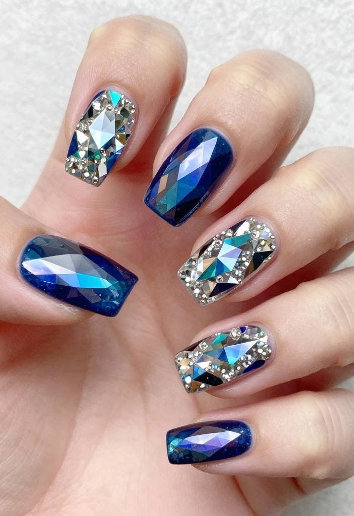 10 Stunning Diamond Nails Designs That Will Make You Shine Bright! - 3. Geometric Diamond Designs 1