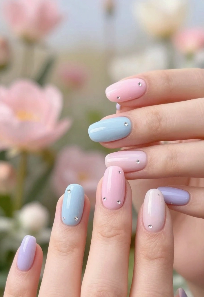 10 Stunning Diamond Nails Designs That Will Make You Shine Bright! - 5. Pastel Dreams with Diamonds 1