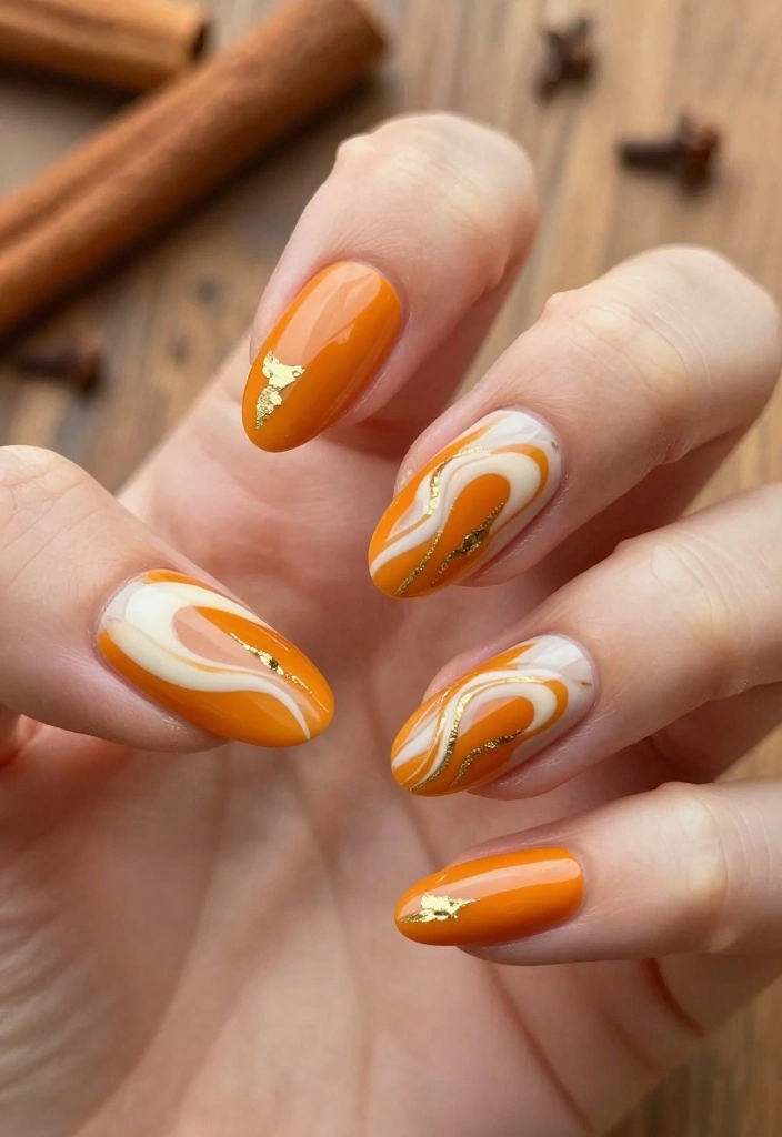 10 Stunning Fall Almond Nails That Will Make You Fall in Love This Season! - 1. Warm Pumpkin Spice 1