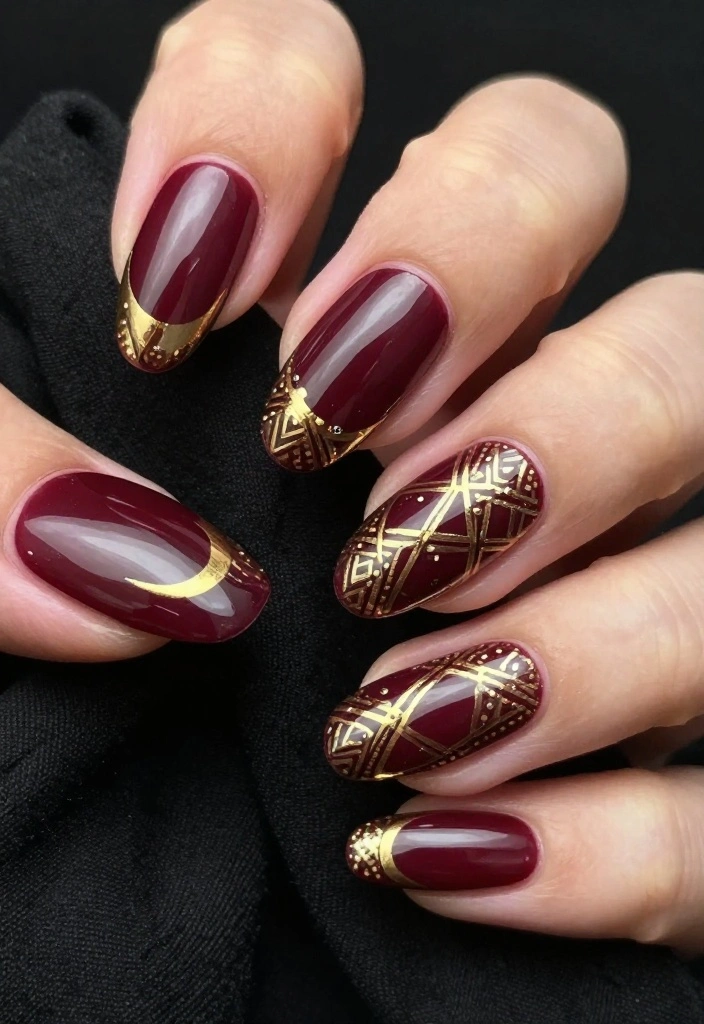 10 Stunning Fall Almond Nails That Will Make You Fall in Love This Season! - 5. Golden Accents 1