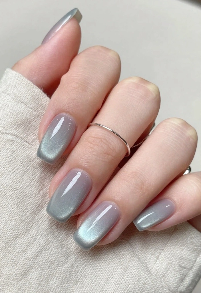 10 Stunning Neutral Cat Eye Nails That Will Elevate Your Style Instantly! - 4. Soft Gray with Ombre Effect 1