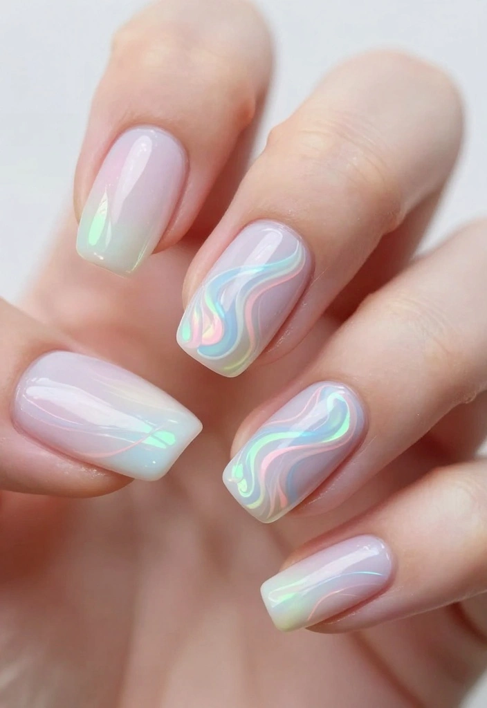 10 Stunning Opal Nails Designs That Will Make Your Friends Green with Envy! - 1. Pastel Opal Swirls 1