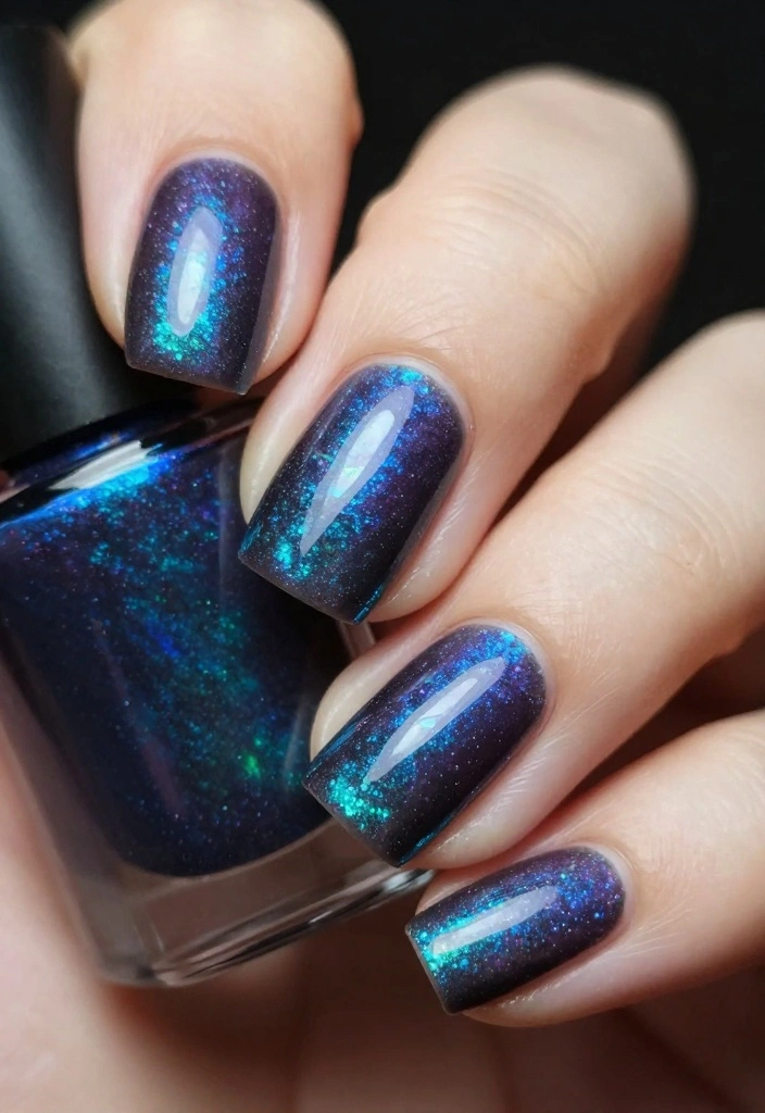10 Stunning Opal Nails Designs That Will Make Your Friends Green with Envy! - 2. Dark Opal Elegance 1