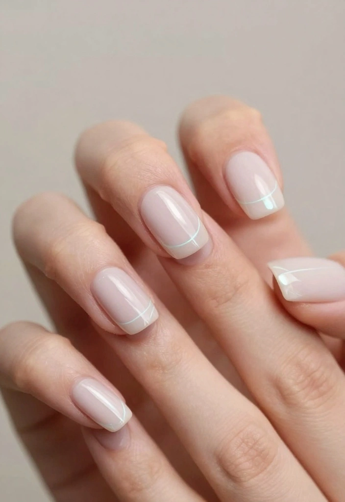 10 Stunning Opal Nails Designs That Will Make Your Friends Green with Envy! - 8. Minimalist Opal Lines 1