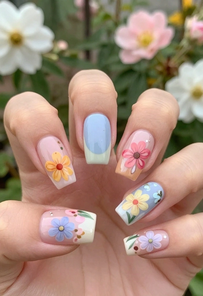 10 Stunning Spring Acrylic Nails Designs That Will Make Heads Turn! - 1. Floral Fantasy 1