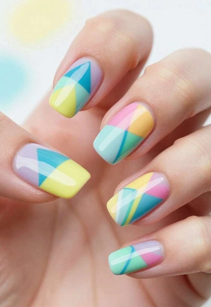 10 Stunning Spring Acrylic Nails Designs That Will Make Heads Turn! - 3. Geometric Patterns 1