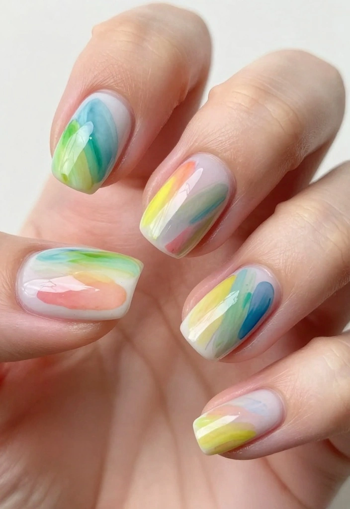 10 Stunning Spring Acrylic Nails Designs That Will Make Heads Turn! - 7. Artistic Brush Strokes 1