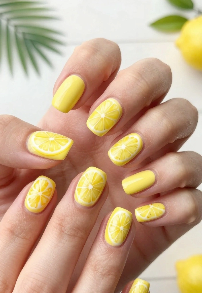 10 Stunning Yellow Nail Designs That Will Brighten Your Summer Vibe! - 1. Lemon Zest Delight 1