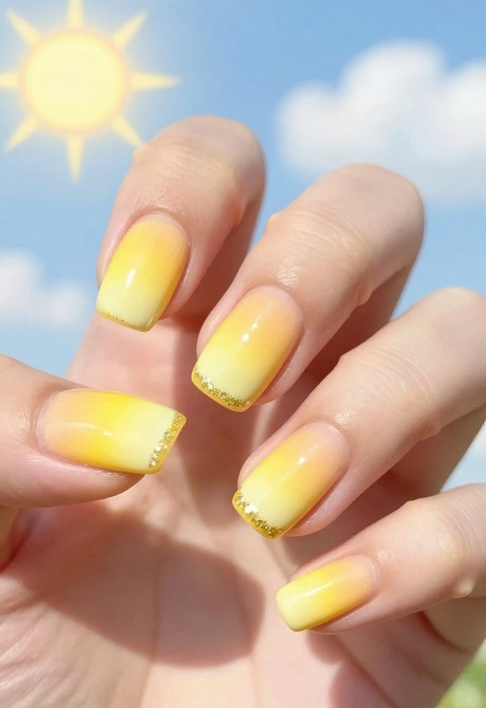 10 Stunning Yellow Nail Designs That Will Brighten Your Summer Vibe! - 2. Sunshine Ombre 1
