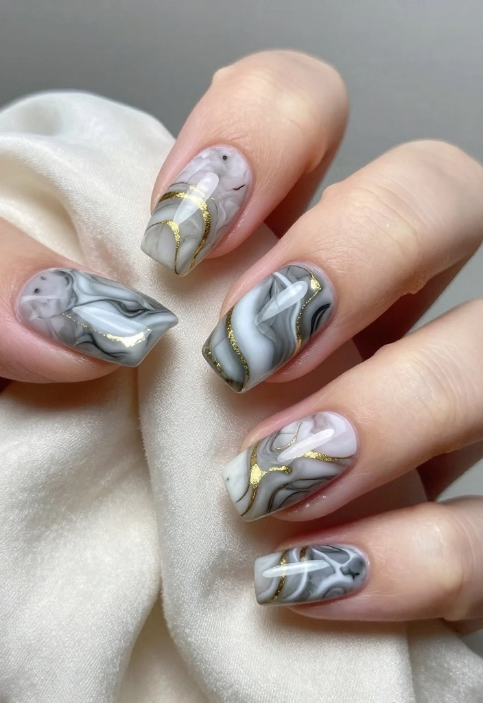 10 Unique Vibrant Nails That Shine (Say Goodbye to Boring) - 6. Marble Nail Art 1