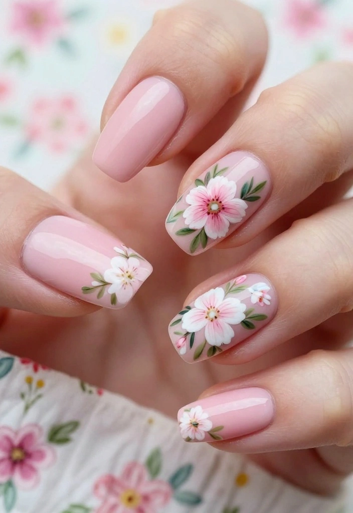 11 Best Pink Nail Ideas for Stunning Spring Nails (You'll Love #4!) - 3. Floral Nail Art 1