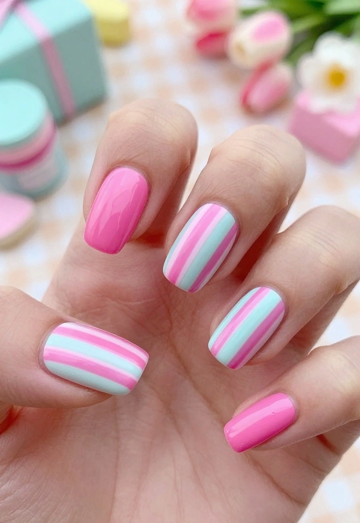 11 Best Pink Nail Ideas for Stunning Spring Nails (You'll Love #4!) - 4. Candy Stripes 1