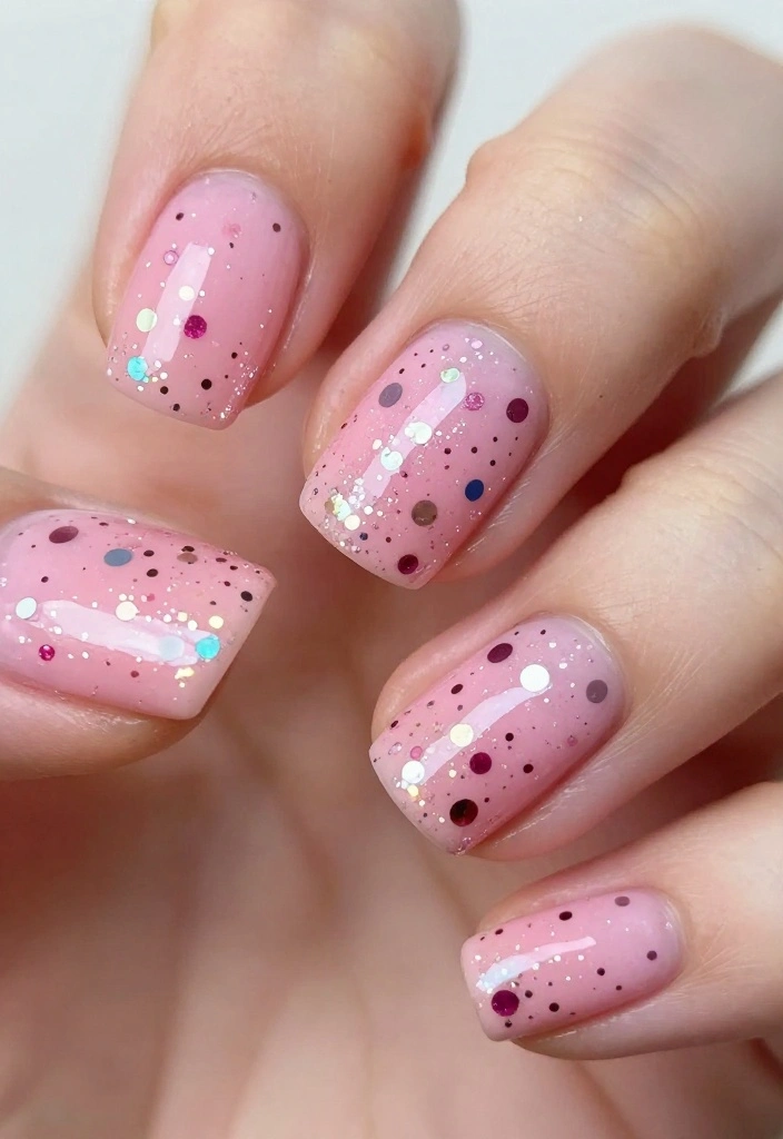 11 Best Pink Nail Ideas for Stunning Spring Nails (You'll Love #4!) - 9. Pink and Glitter Dots 1