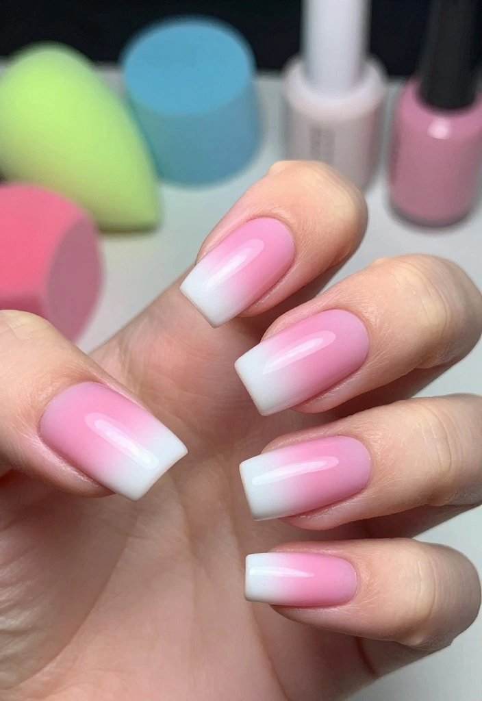 11 DIY Pink and White Nails That Are So Simple, You'll Want to Do Them All! - 7. Ombre Pink to White 1